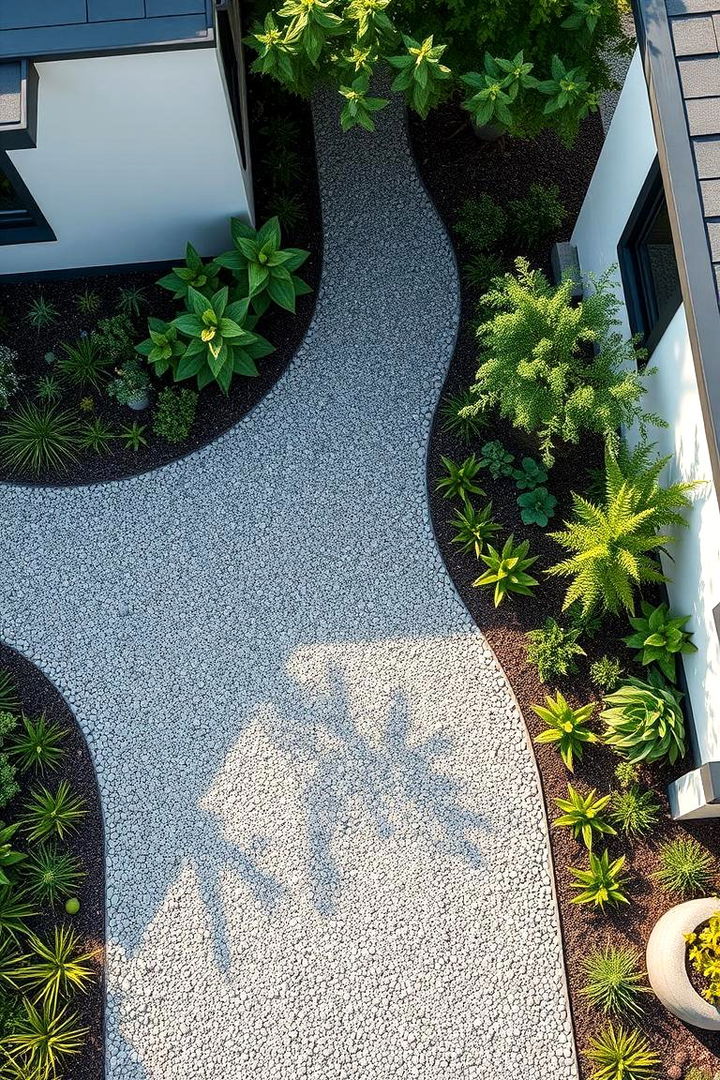 Eco Modern Gravel with Integrated Planting - 22 Gravel Driveway Ideas