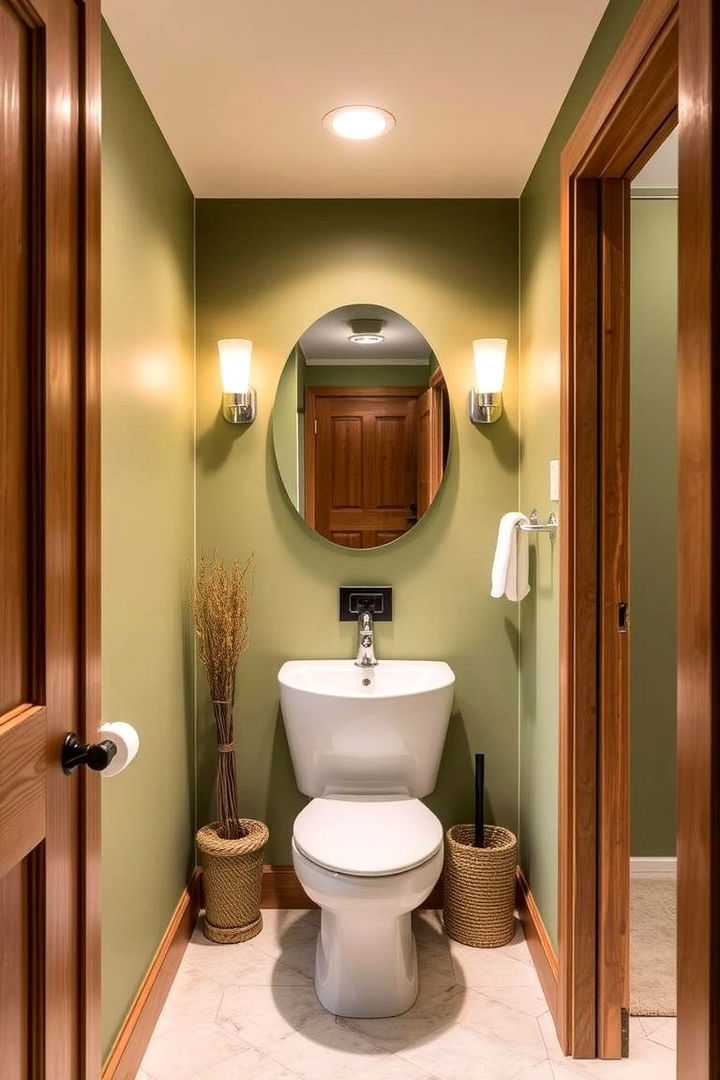 Eco Warmth with Subtle Greens - 22 Green Powder Room Ideas