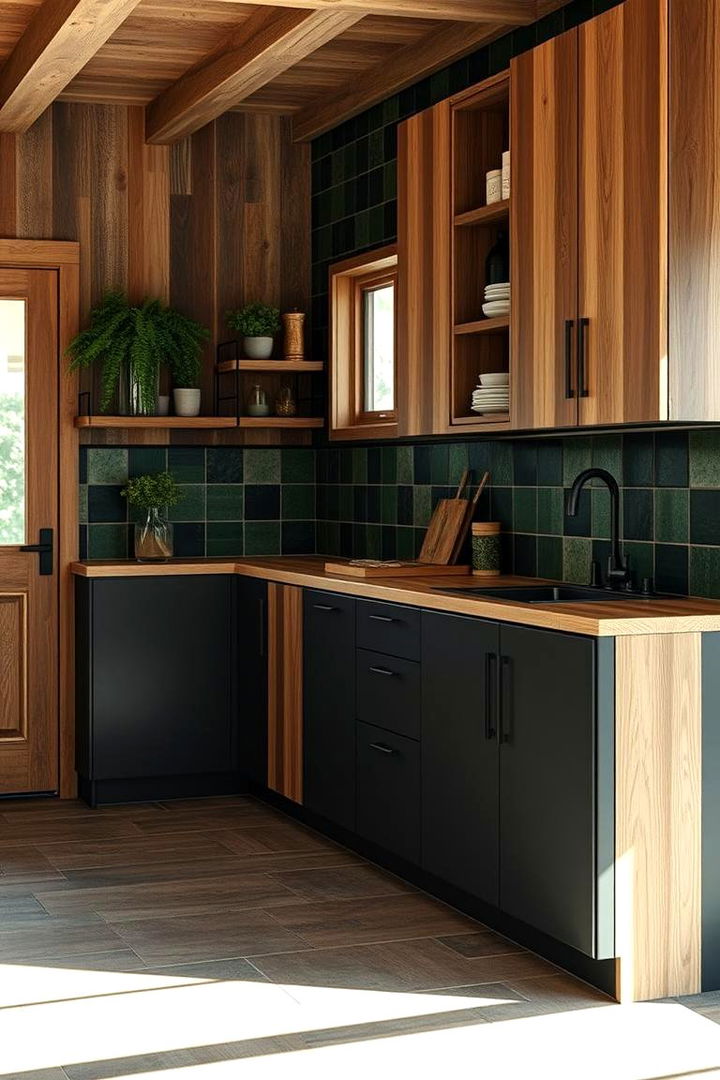 Eco friendly Vibe with Recycled Materials - 22 Black and Green Kitchen Ideas