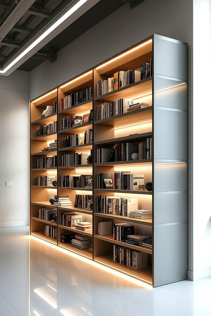 Edge Lit Modern Style - 22 Bookshelf Lighting Ideas