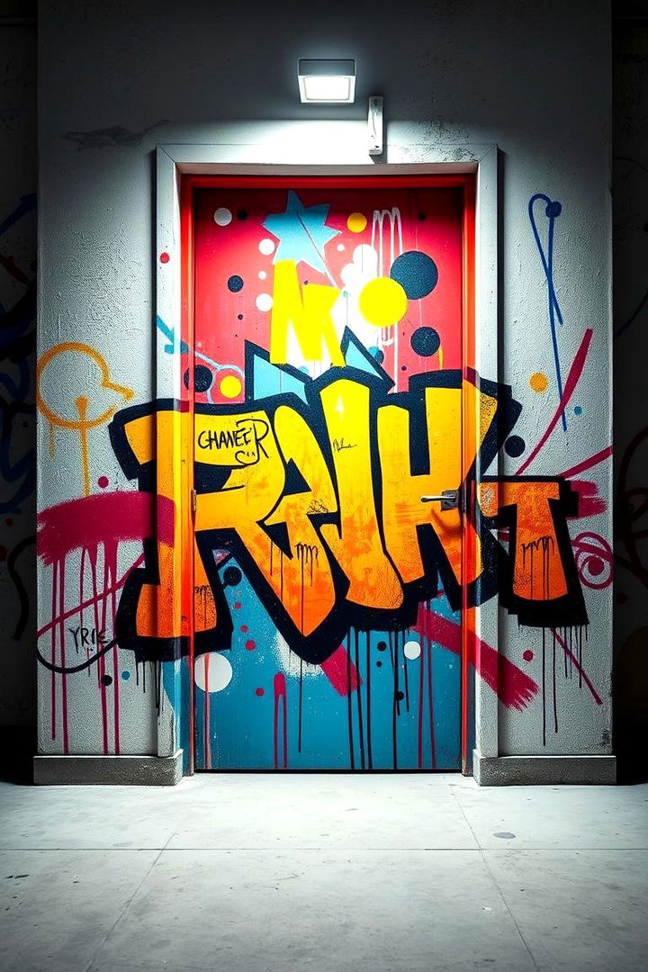 Edgy Graffiti Inspired Door - 22 Door Painting Ideas
