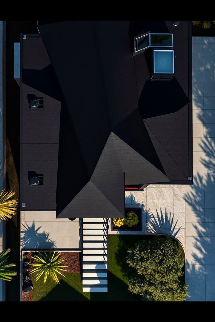 Edgy Sculptural Lines - 22 Black Stucco House Ideas