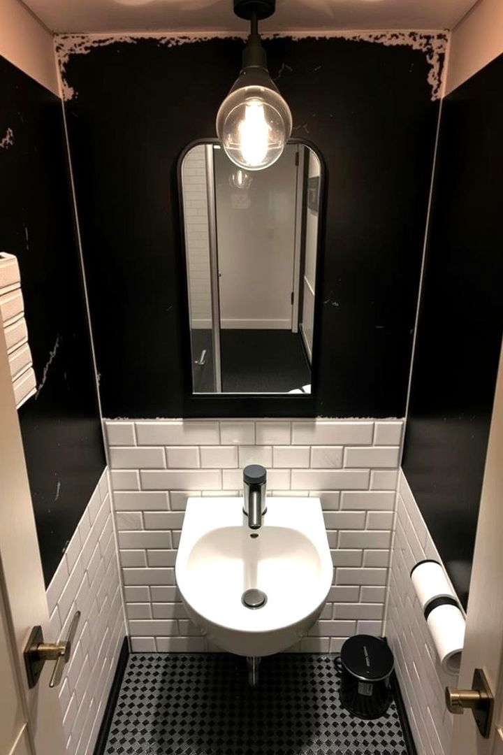 Edgy Urban Minimalism - 22 Black and White Powder Room Ideas