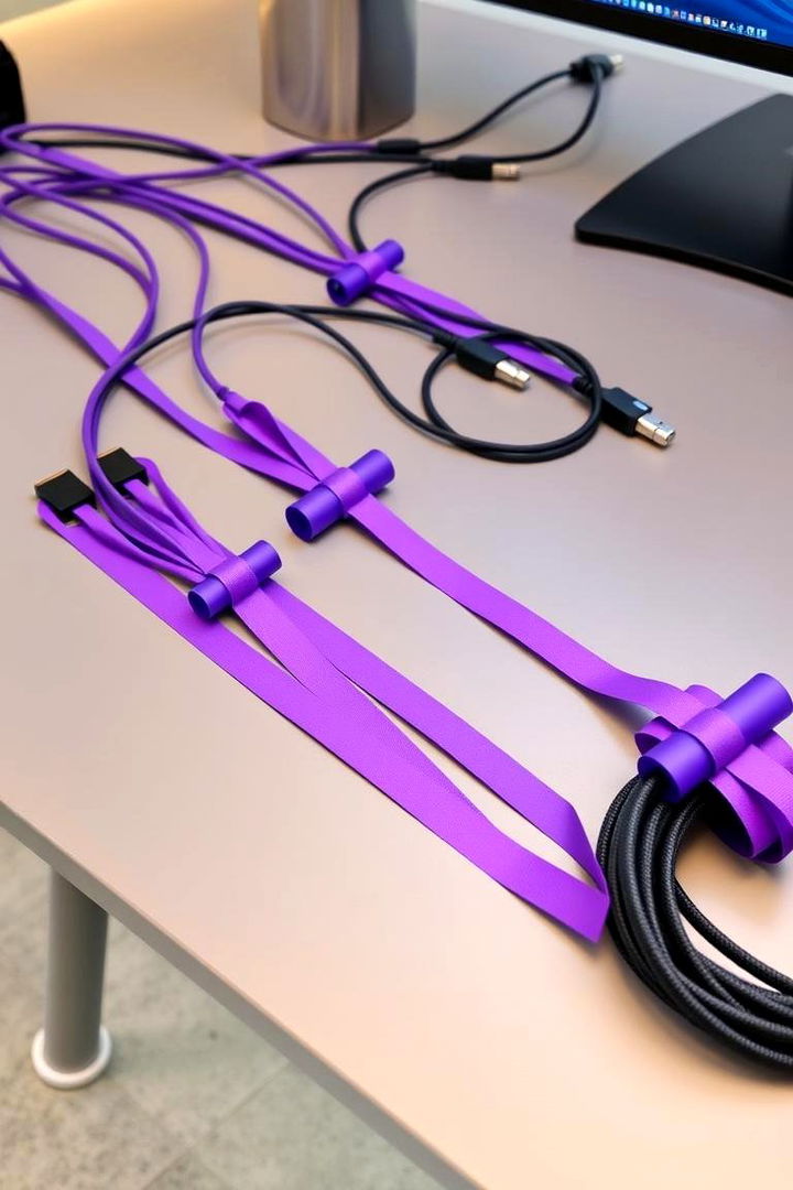 Efficient Cable Management in Purple Tones - 22 Purple Gaming Setup Ideas