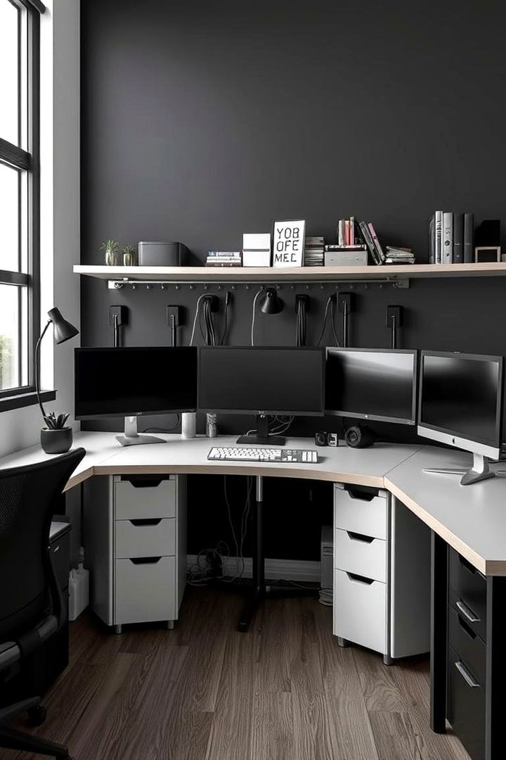 Efficient Cable Management - 22 Black Gaming Room Ideas