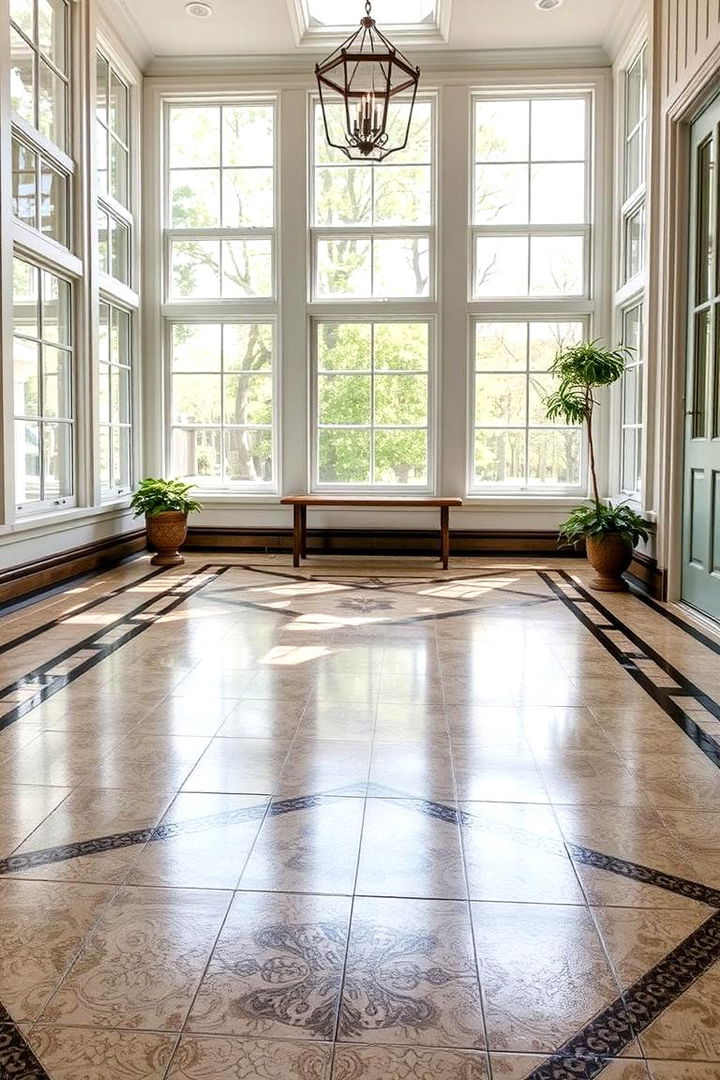 Elaborate Decorative Inlay Designs - 22 Sunroom Tile Floor Ideas