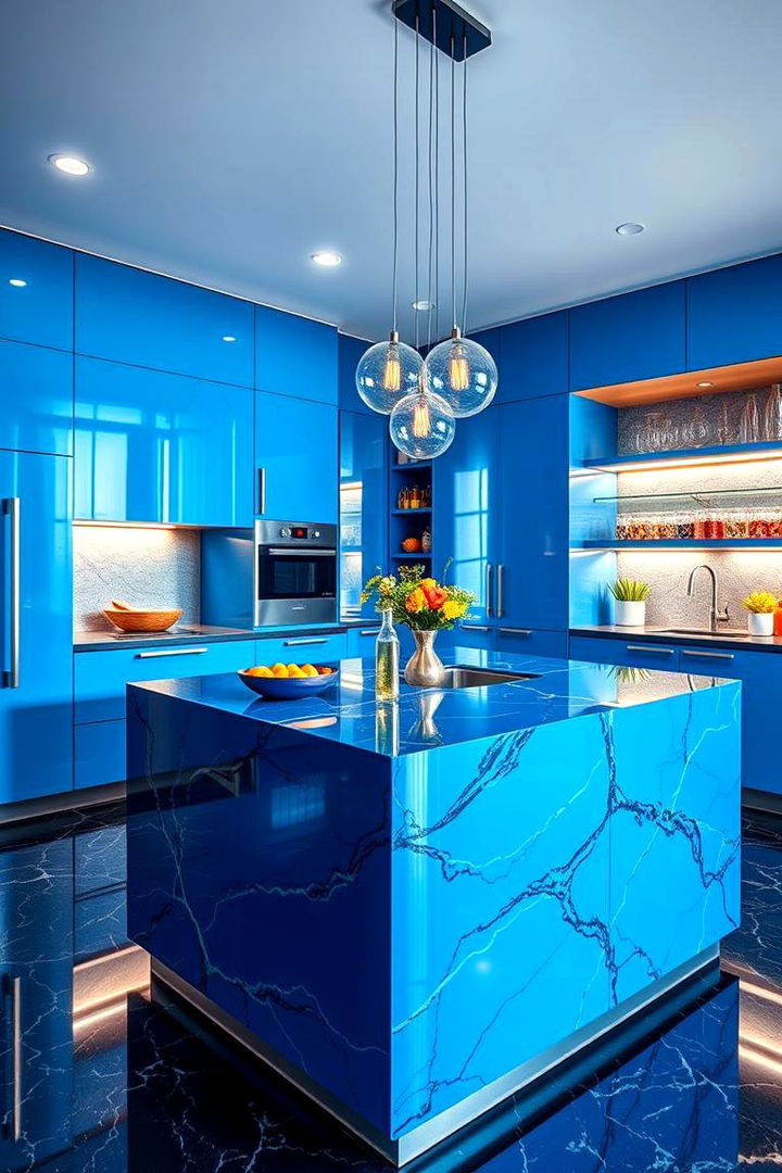Electric Blue Statement - 22 Blue Kitchen Island Ideas
