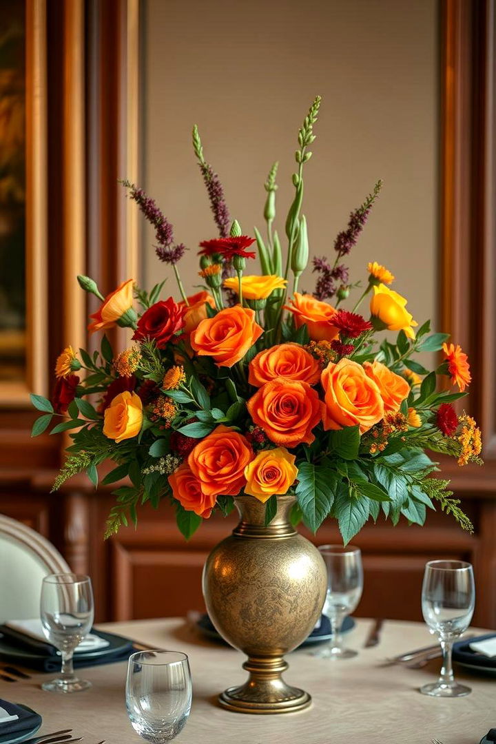 Elegant Autumn Floral Arrangement - 22 thanksgiving table decor ideas