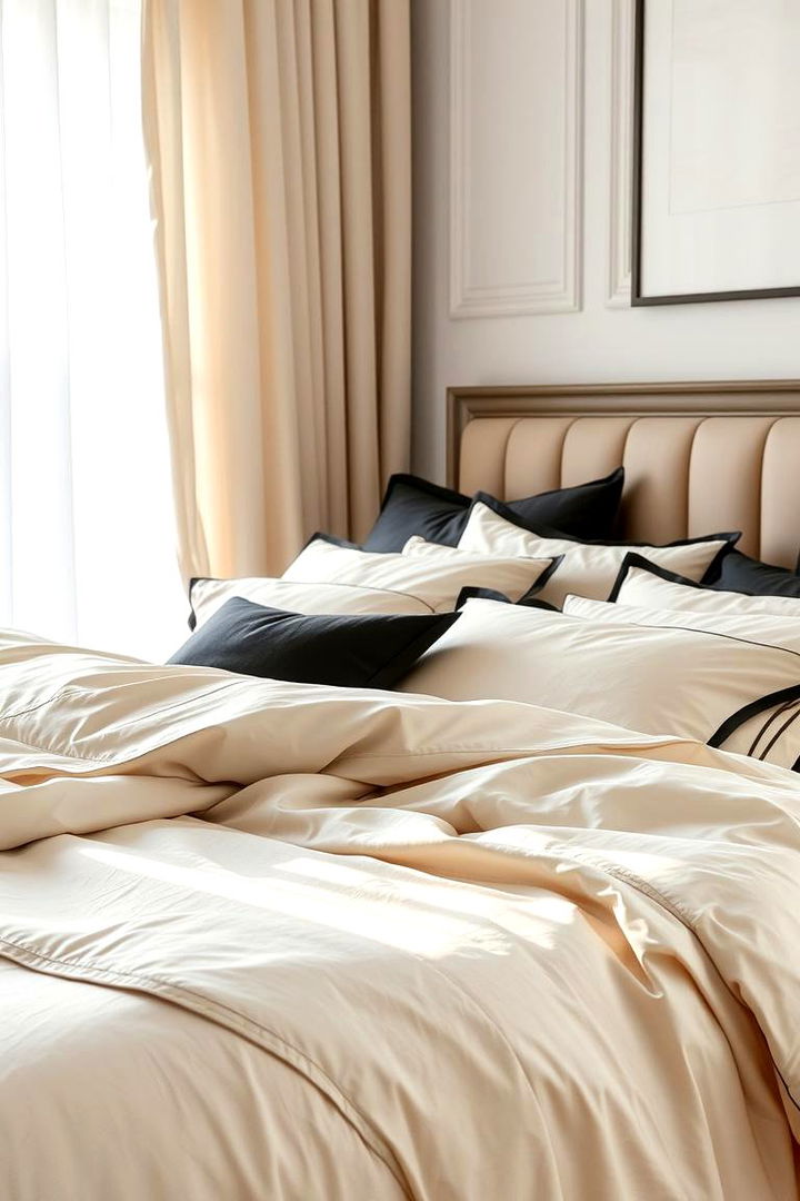 Elegant Beige Bedding Themes - 22 Black and Beige Bedroom Design Ideas