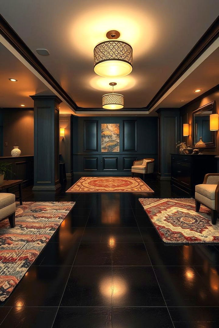 Elegant Black Flooring and Textures - 22 black basement ideas