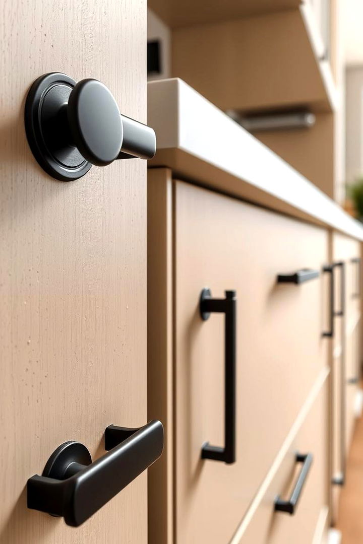Elegant Black Hardware on Beige Cabinetry - 22 black and beige kitchen ideas