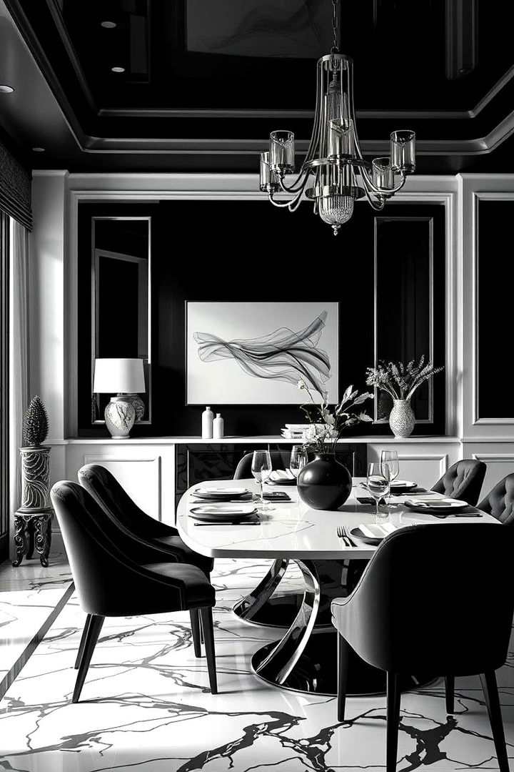 Elegant Black and White Dining - 22 Dining Room Design Ideas