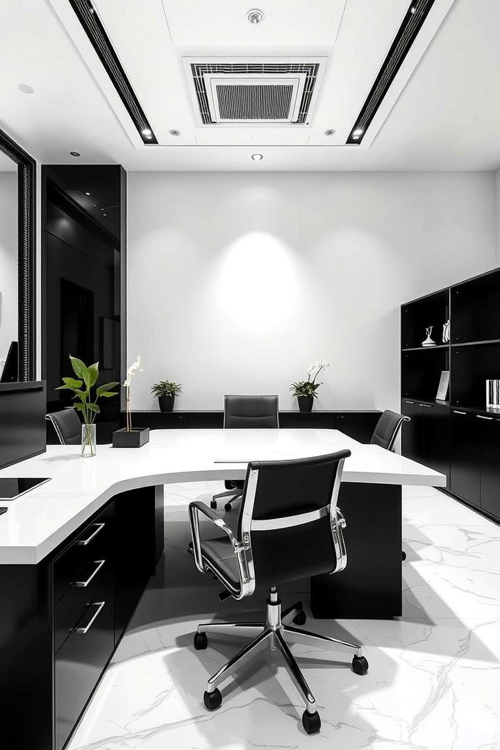 Elegant Black and White Fusion - 22 dark home office design ideas