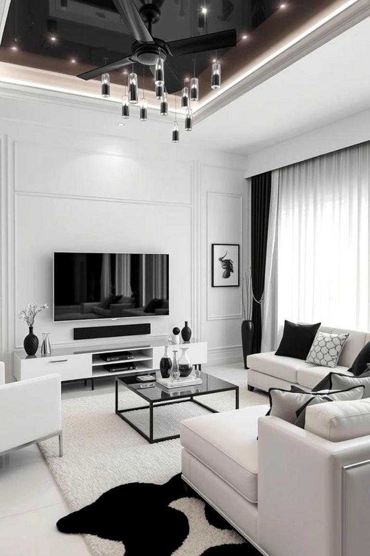 Elegant Black and White Scheme - 22 Tv Room Ideas