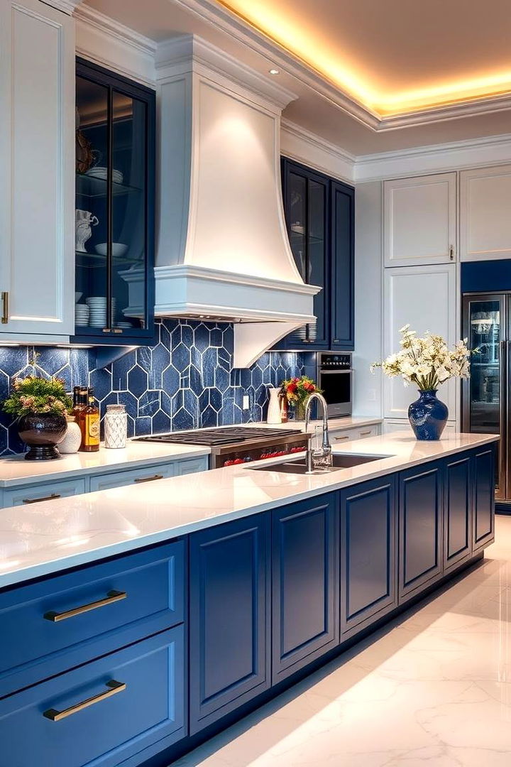 Elegant Blue Countertops - 22 Blue and White Kitchen Ideas