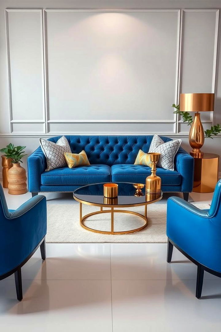 Elegant Blue Furniture - 22 Blue and Gold Living Room Ideas
