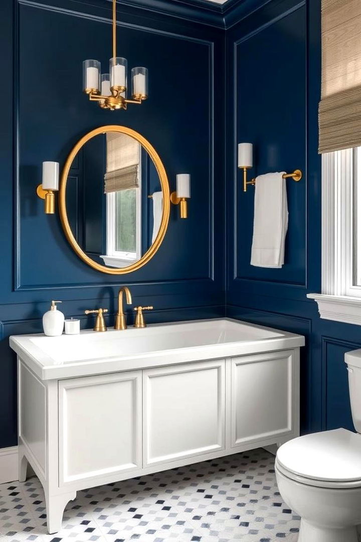 Elegant Blue and Gold Contrast - 22 Blue and Gold Bathroom Ideas