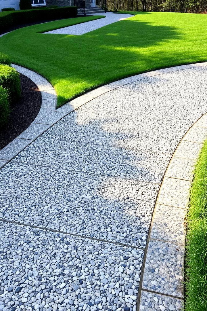 Elegant Border Accents Walkway - 22 Granite Walkway Ideas