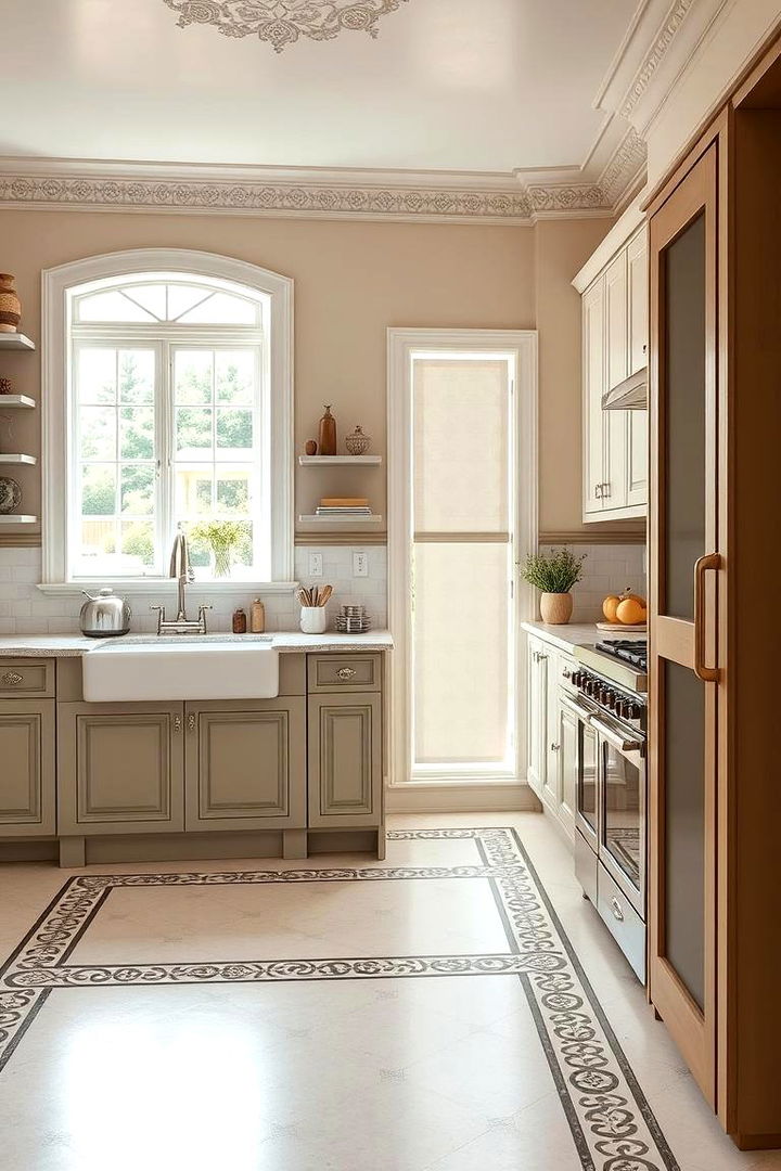 Elegant Border Accents - 22 Linoleum Kitchen Flooring Ideas