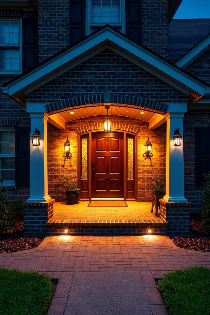 Elegant Brick Lighting Features - 22 Brick Porch Ideas