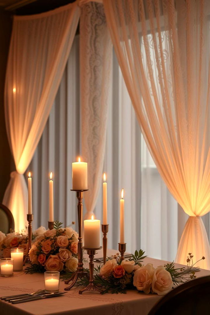 Elegant Candle and Lace Centerpiece - 22 Baby Shower Centerpiece Ideas