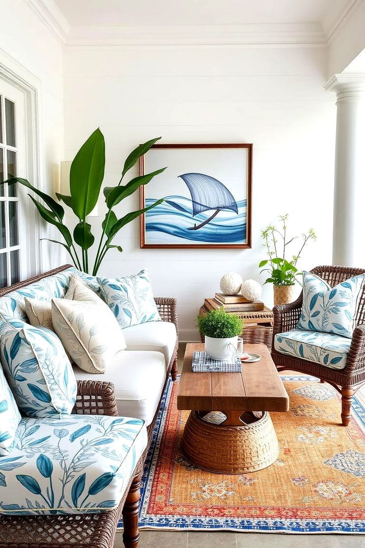 Elegant Coastal Patterns - 22 Coastal Living Room Ideas