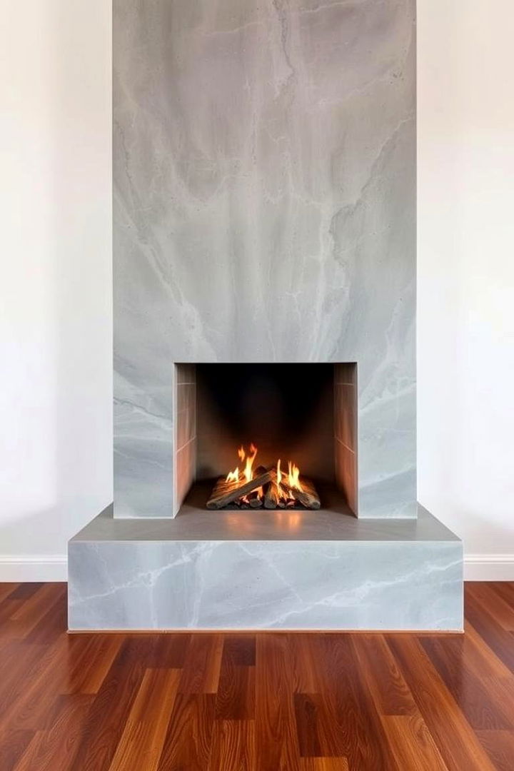 Elegant Concrete Fireplace with Open Hearth - 22 Concrete Fireplace Ideas