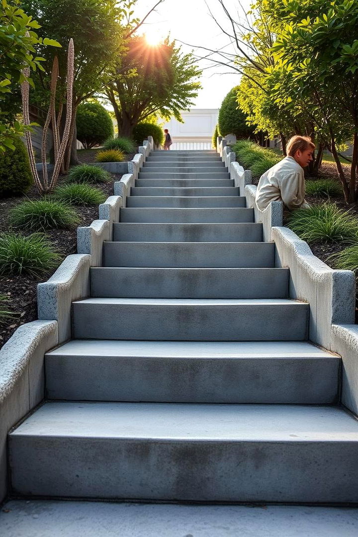 Elegant Concrete Garden Steps - 22 Concrete Garden Ideas
