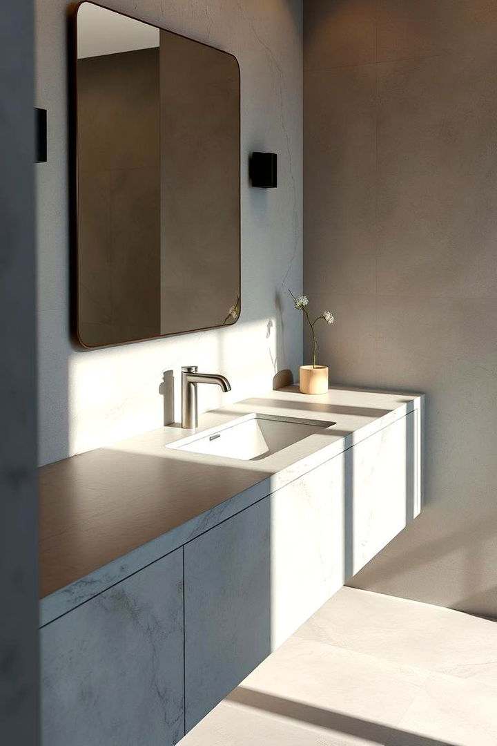 Elegant Concrete Vanity Counter - 22 Concrete Bathroom Ideas