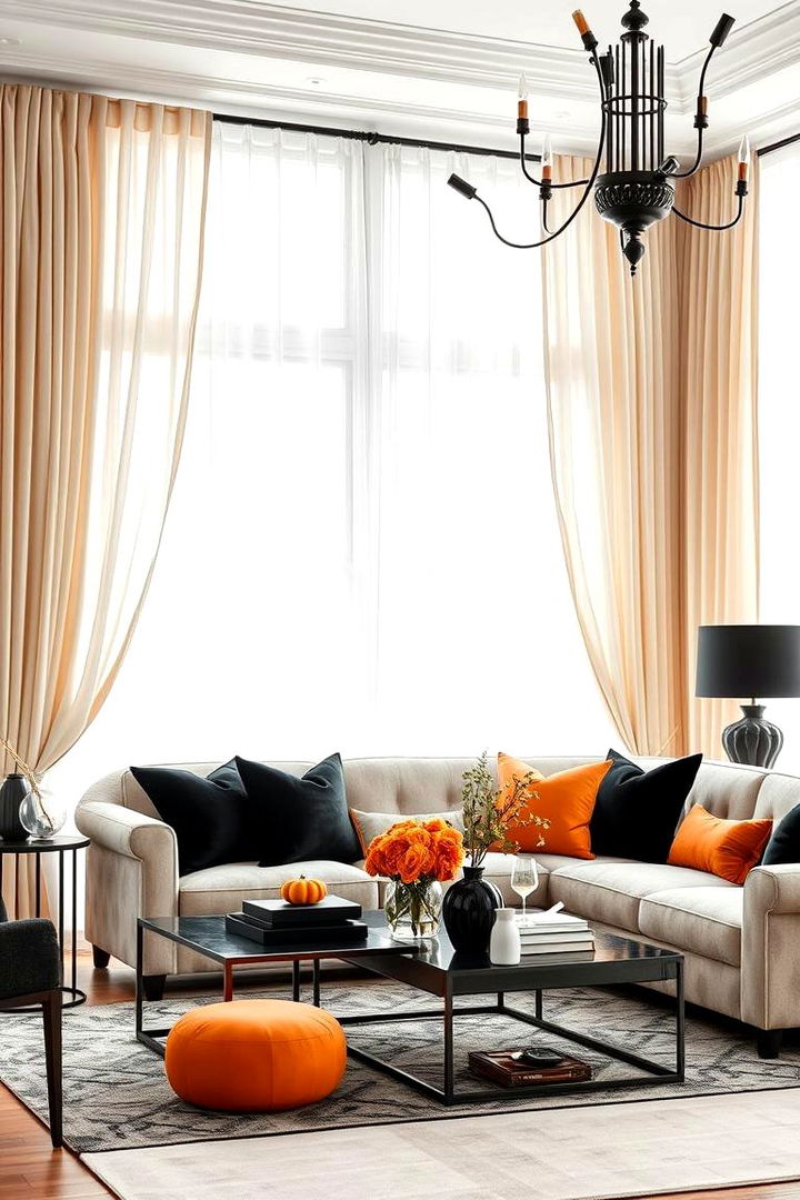 Elegant Contrast Elements - 22 Black and Orange Living Room Ideas