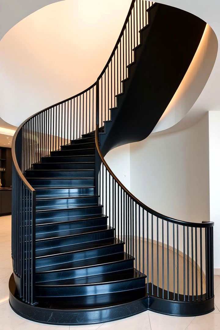 Elegant Curved Staircase with a Modern Twist - 22 black staircase ideas