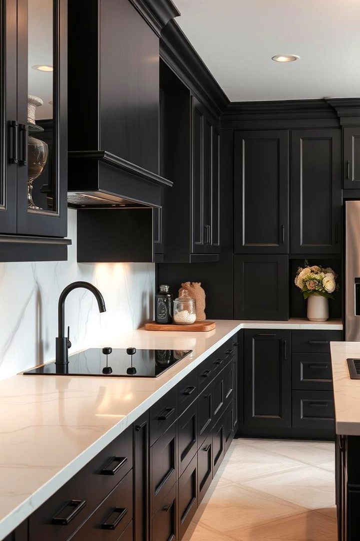 Elegant Dark Accents - 22 Townhouse Kitchen Ideas