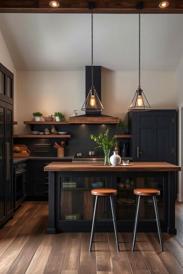 Elegant Dark Farmhouse Kitchen - 22 Dark Kitchen Ideas