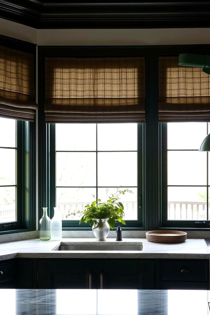 Elegant Dark Green Window Treatments - 22 Dark Green Kitchen Ideas
