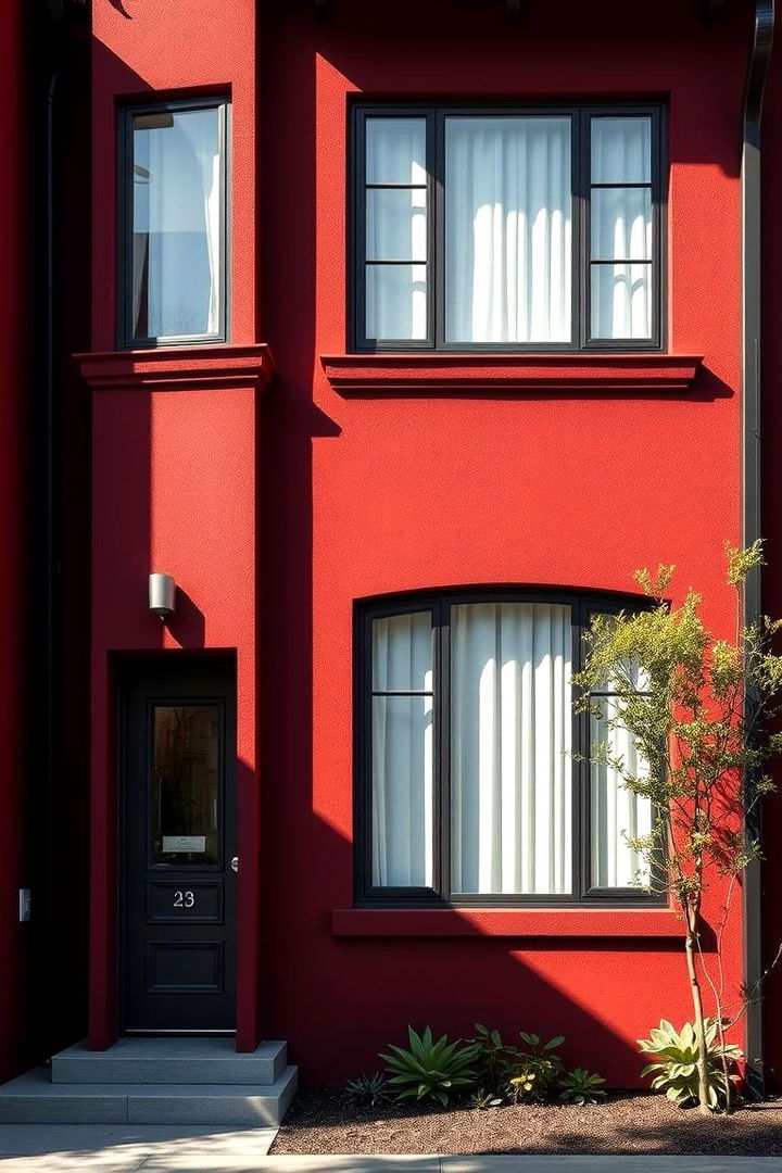 Elegant Dark Red Stucco - 22 Dark Red House Exterior Ideas