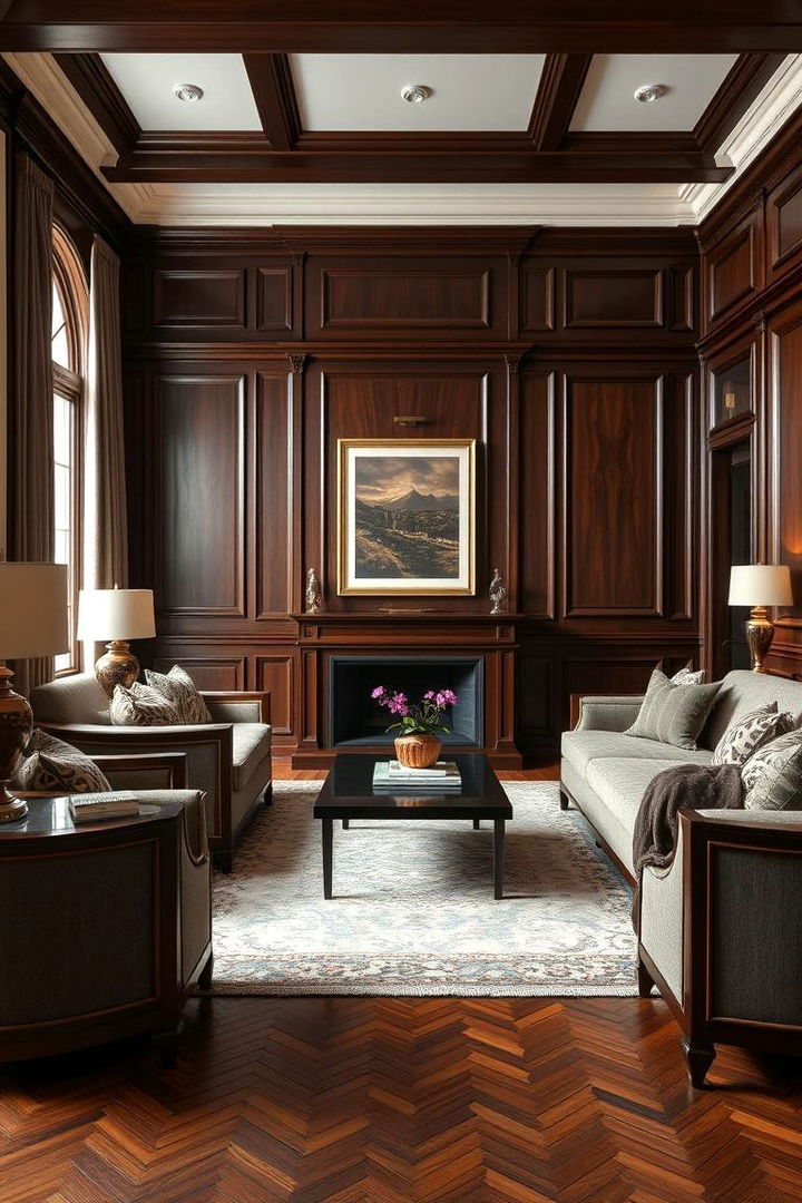 Elegant Dark Wood Finishes - 22 Dark Living Room Ideas
