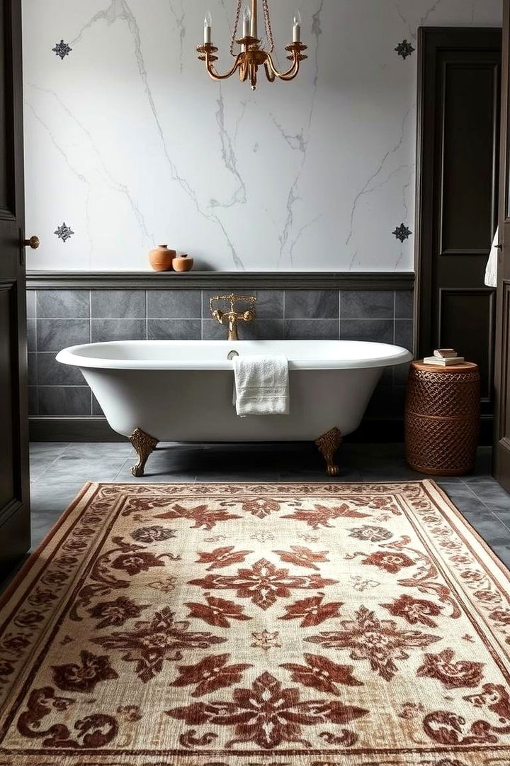 Elegant Distressed Patterned Luxury - 22 Bathroom Rug Ideas