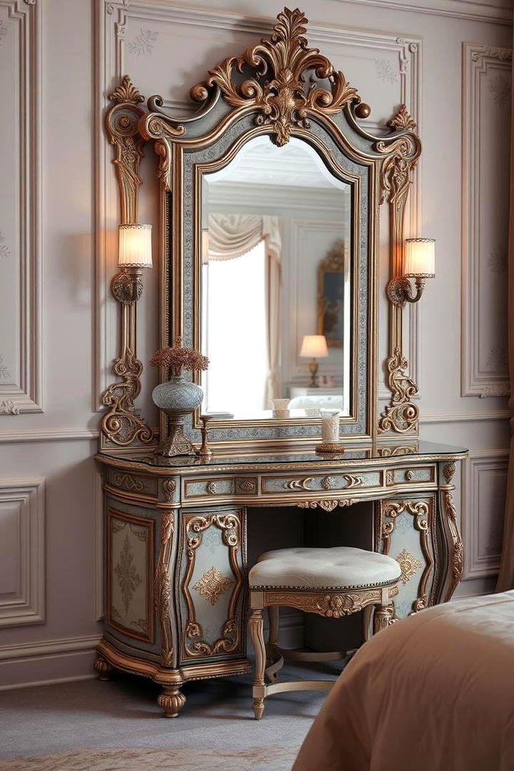 Elegant Embellished Vanity - 22 Bedroom Vanity Ideas