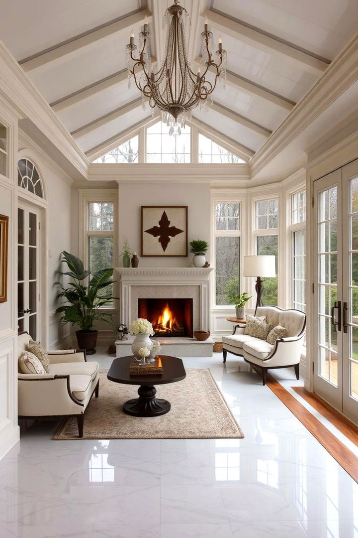 Elegant Finishes - 22 Sunroom With Fireplace