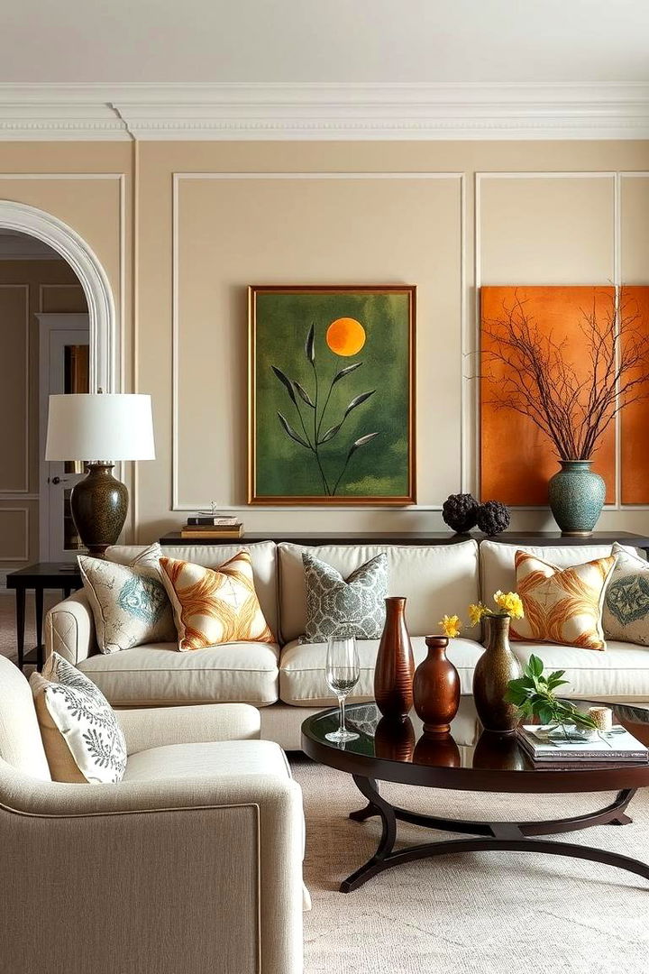 Elegant Finishing Touches - 22 Green and Orange Living Room Ideas