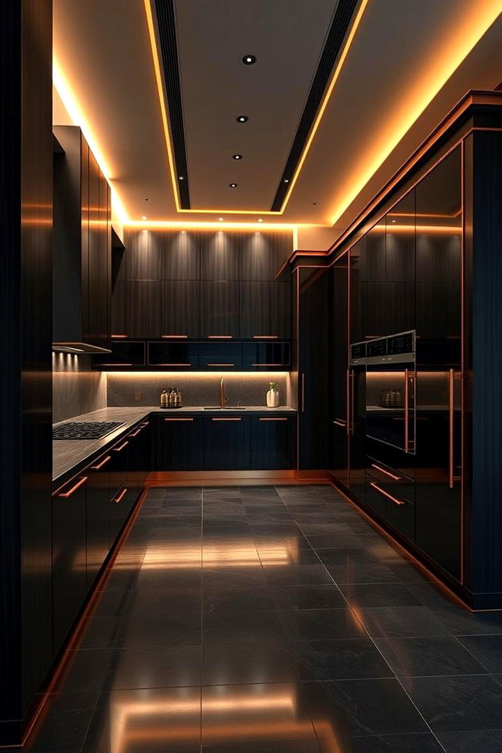 Elegant Floor to Ceiling Features - 22 black and copper kitchen ideas