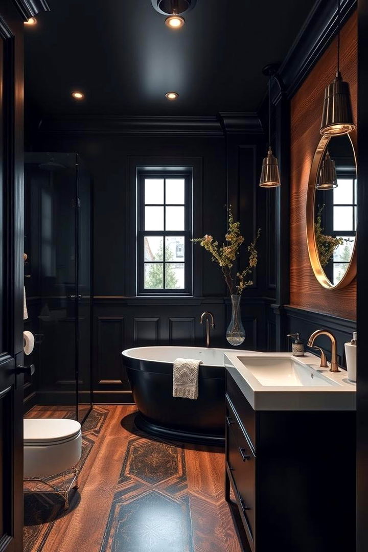 Elegant Fusion of Elements - 22 Black and Wood Bathroom Ideas