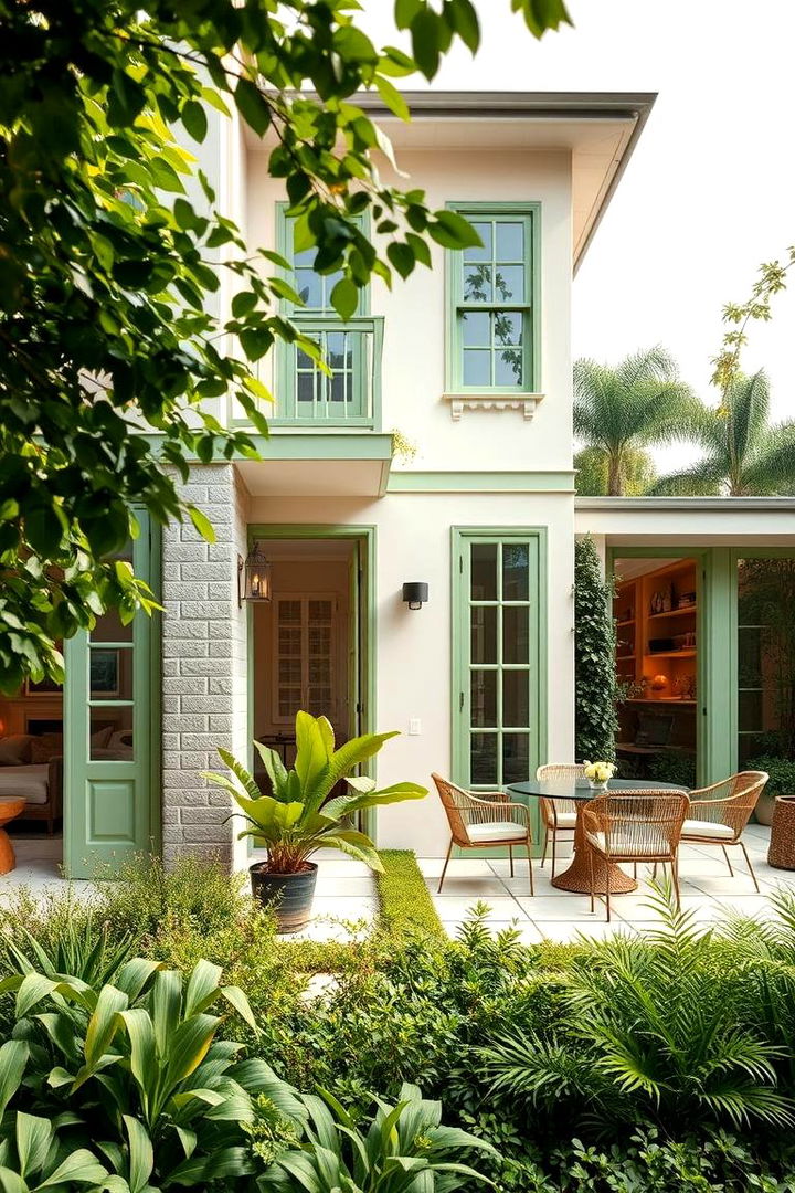Elegant Garden Integration - 22 Light Green House Exterior Ideas