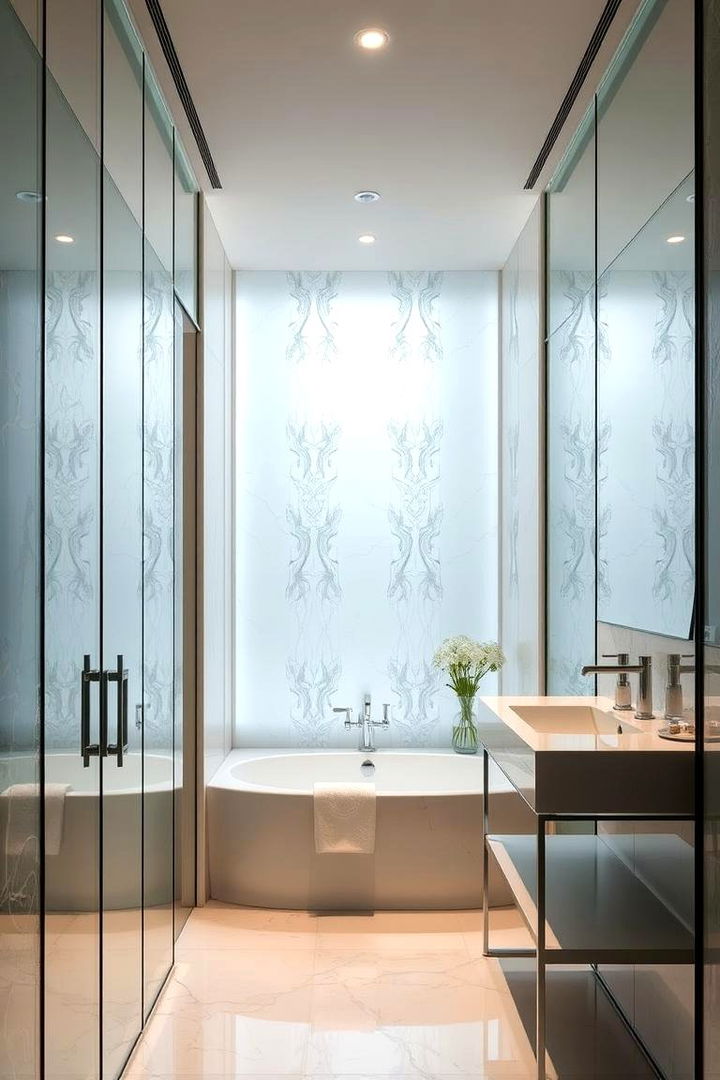 Elegant Glass Accents - 22 Art Deco Bathroom Ideas