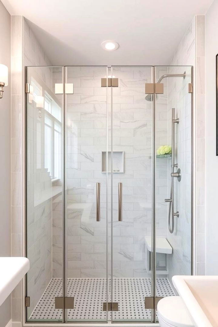 Elegant Glass Shower Doors - 22 Small Master Bathroom Ideas