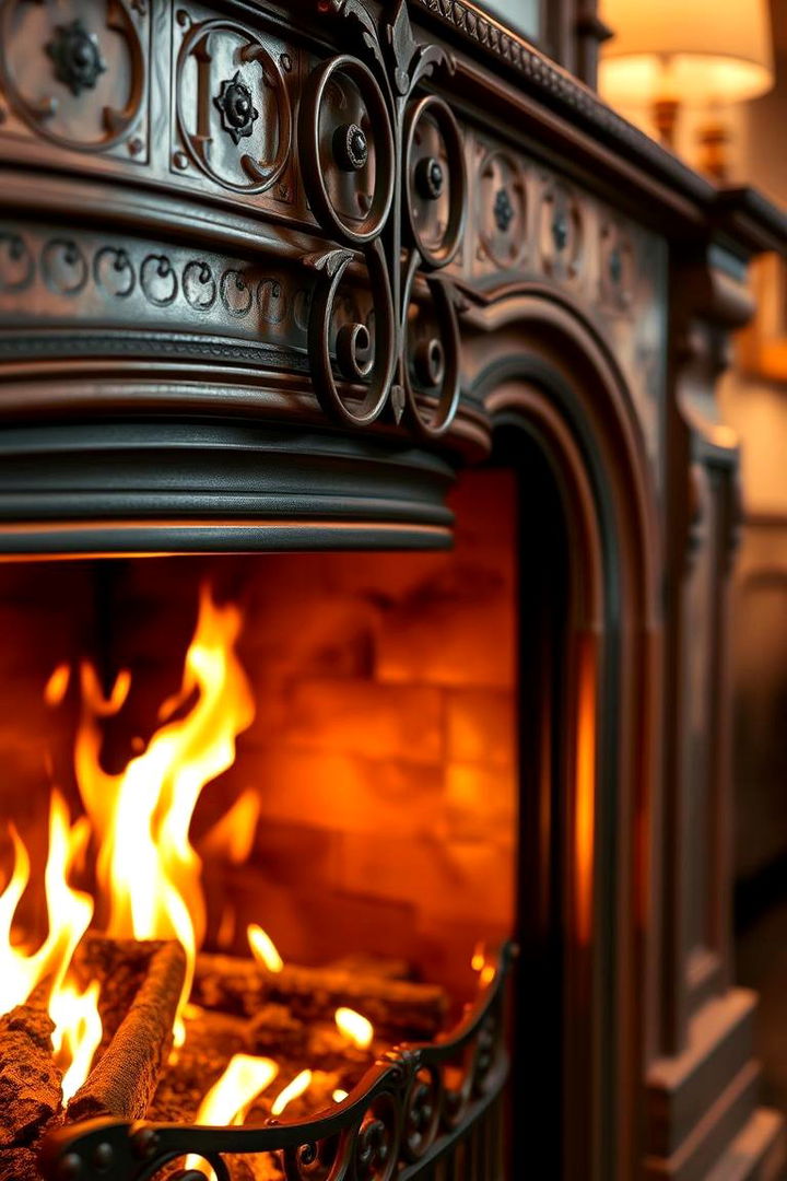 Elegant Iron Accented Fireplace - 22 Corner Fireplace Ideas