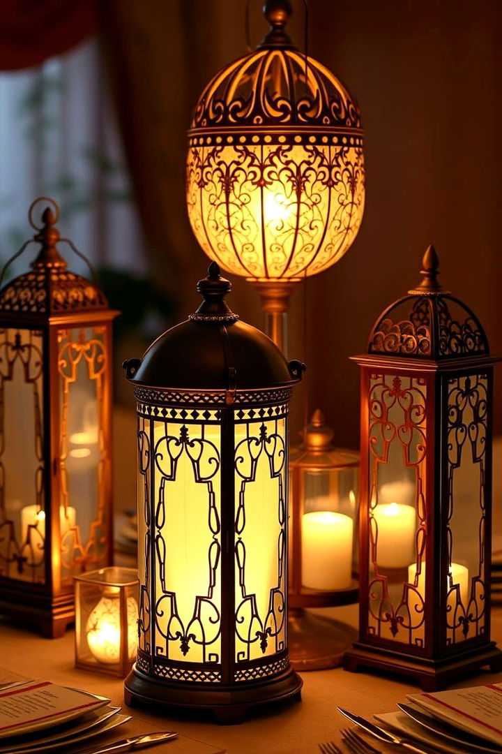 Elegant Lantern Display - 22 Dining Table Centerpiece Ideas