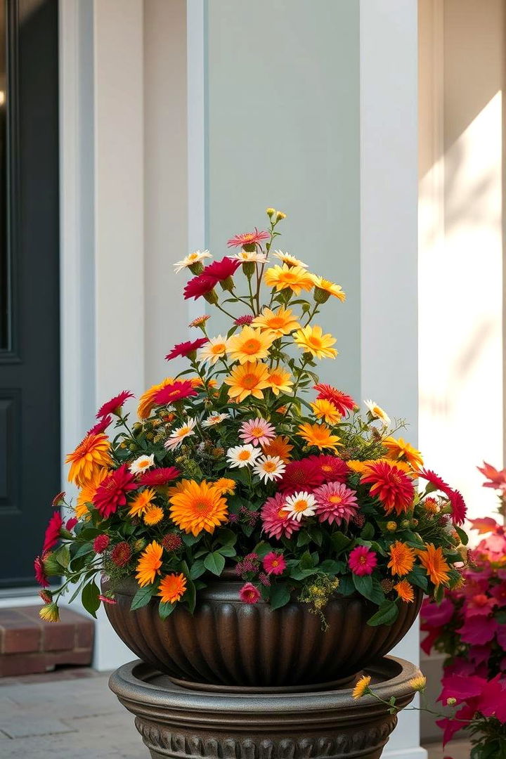 Elegant Layered Container Garden in Autumn - 22 Fall Window Box Ideas