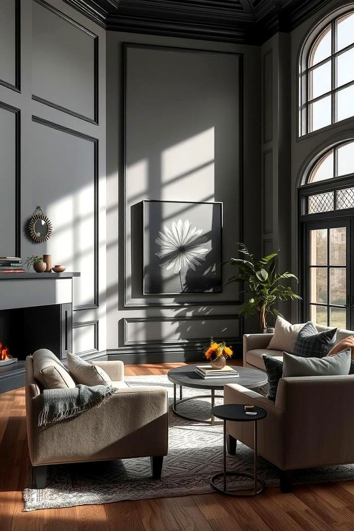 Elegant Lighting Accents - 22 living room grey walls black trim