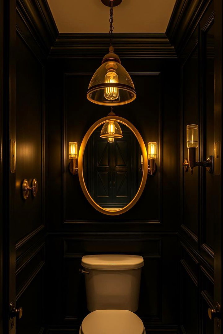 Elegant Lighting Choices - 22 black and gold powder room ideas